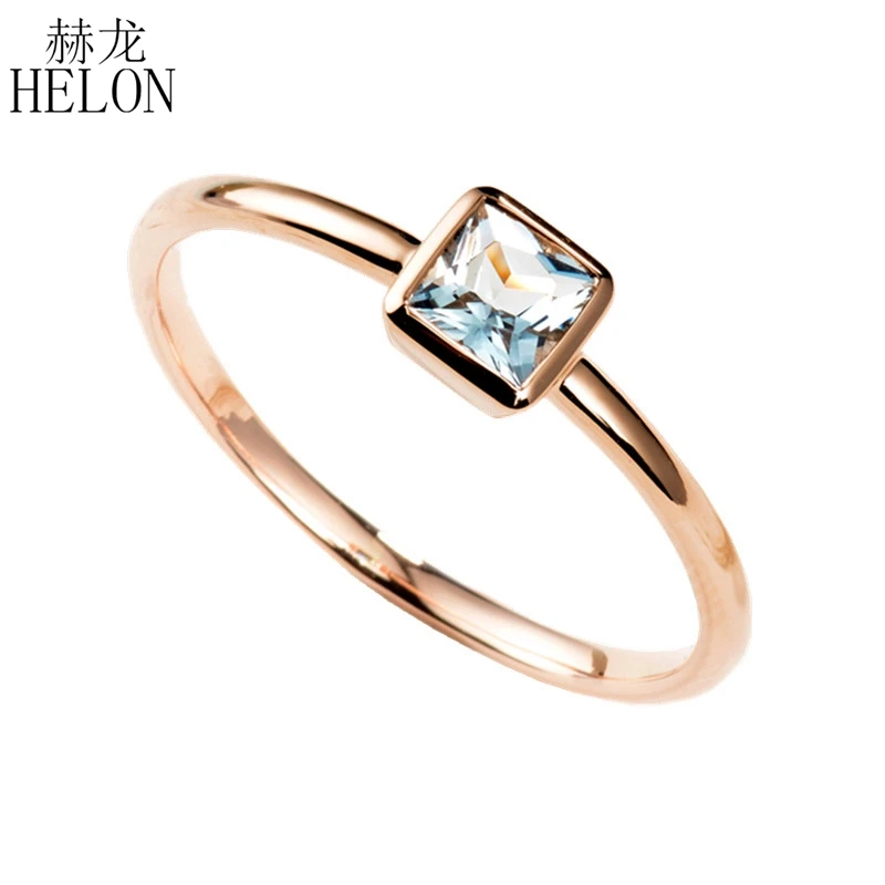 Кольцо HELON из натурального аквамарина 0 3 карата 10 к розовое золото обручальное