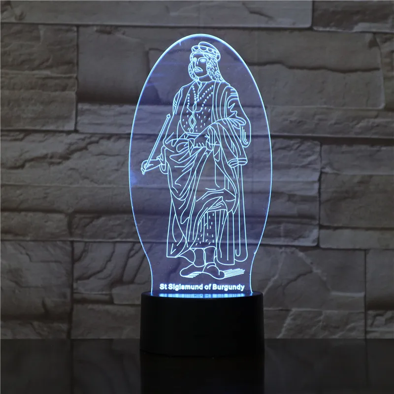 

St sigismund of burgundy Shepherd Psalmhaped Usb 3d Led Night Light Gifts Desk Crucifix Table Lamp Bedroom Dropshipping 1777