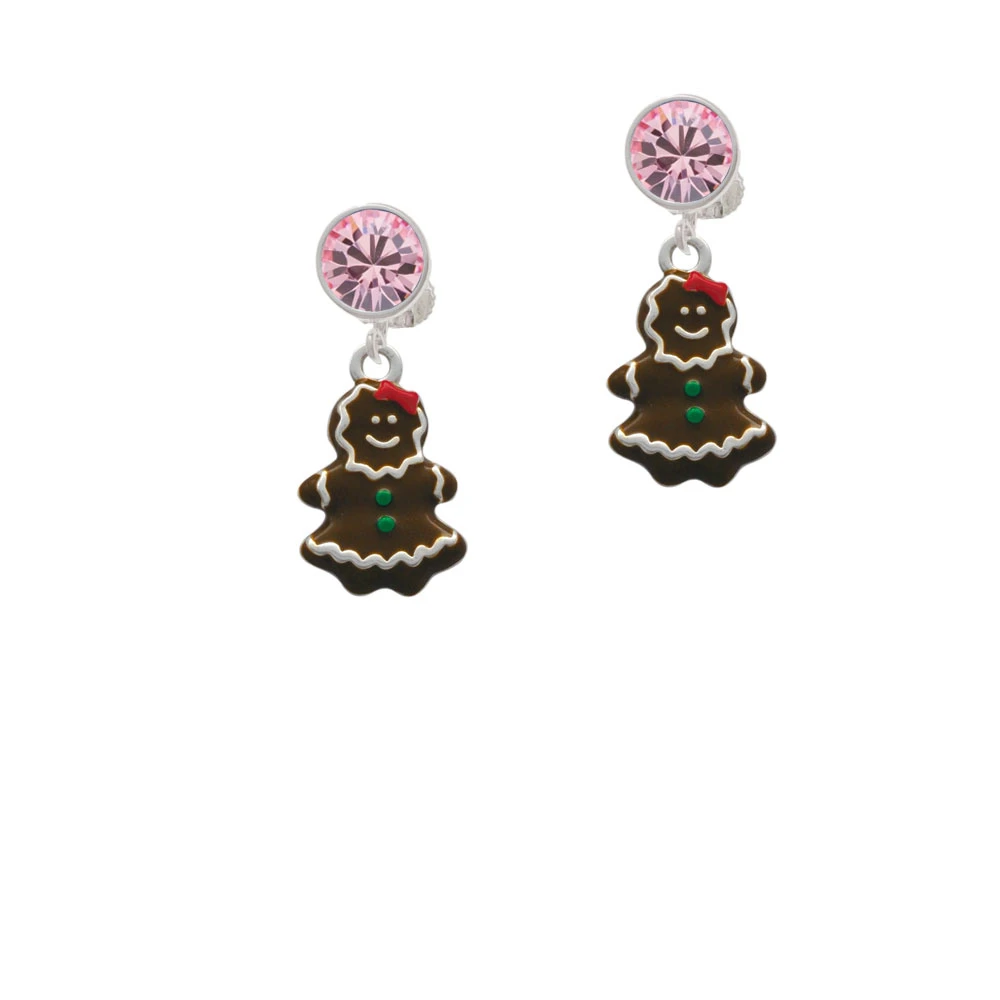 Enamel Gingerbread Girl Crystal Clip On Earrings | Украшения и аксессуары