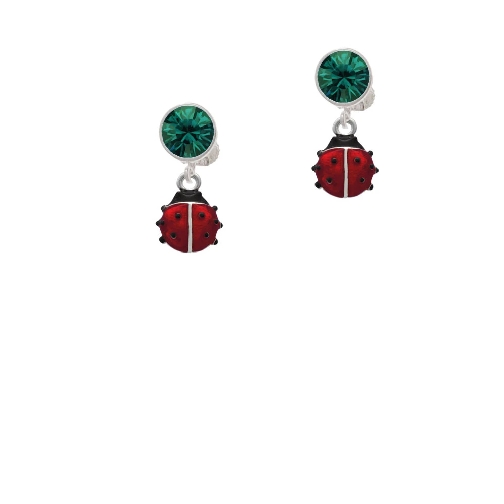 Mini Red Translucent Ladybug Crystal Clip On Earrings | Украшения и аксессуары
