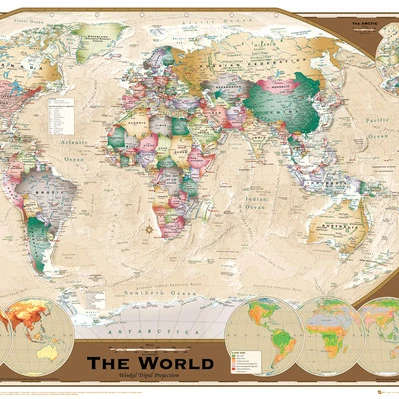 Карта мира Tripel Projection Poster Print (24x36)|Таблички и знаки| |