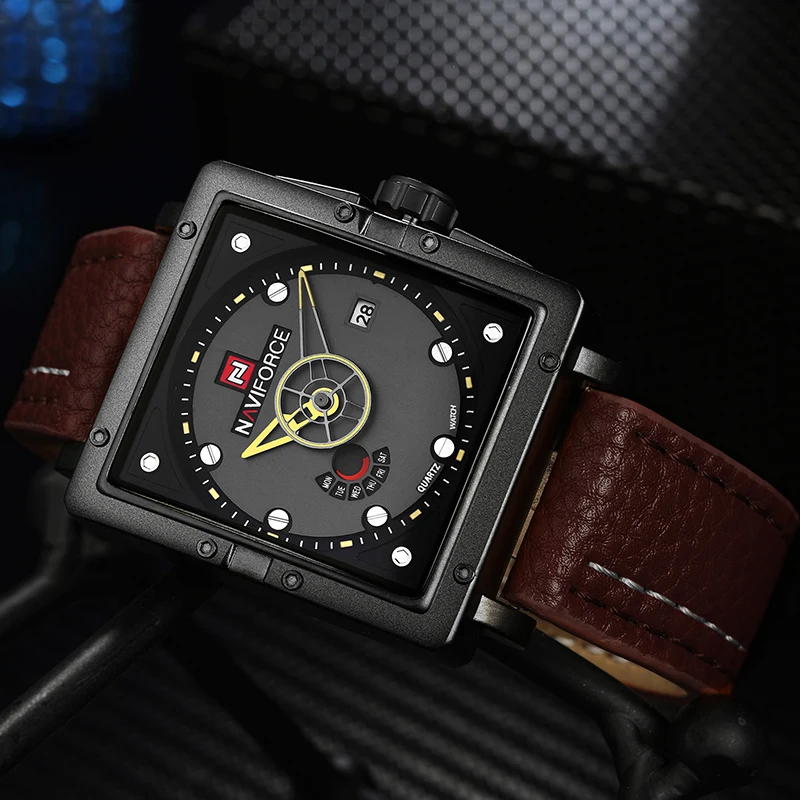 NAVIFORCE Men Quartz Sports Watches Fashion Top Brand Leather Strap Creative Waterproof Wristwatches Man Clock Relogio Masculino | Наручные