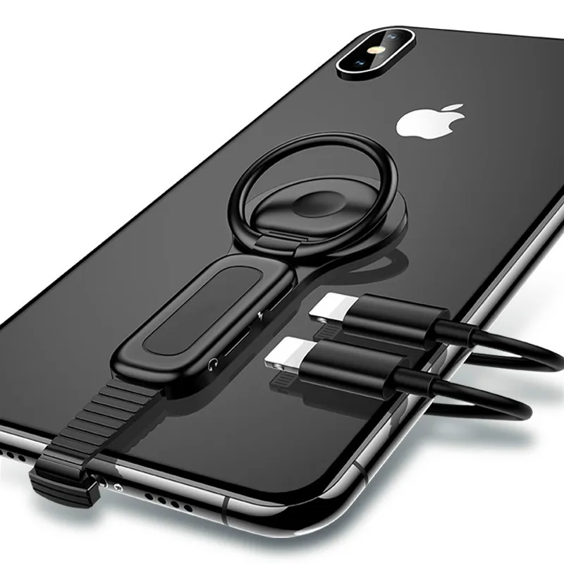 Адаптер с двойным кольцом держателем Lightning для iPhone AUX до 3 5 мм аудио зарядное