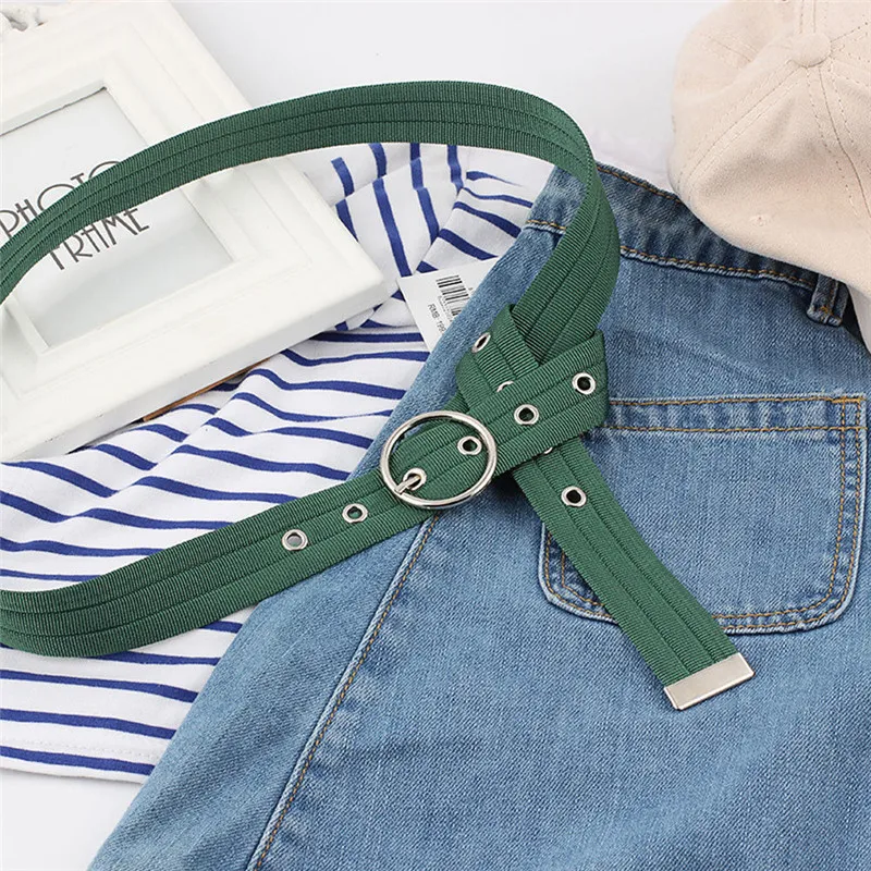 2019 новый бренд леди металлическая пряжка Пояс Мода Женщины Холст аксессуары