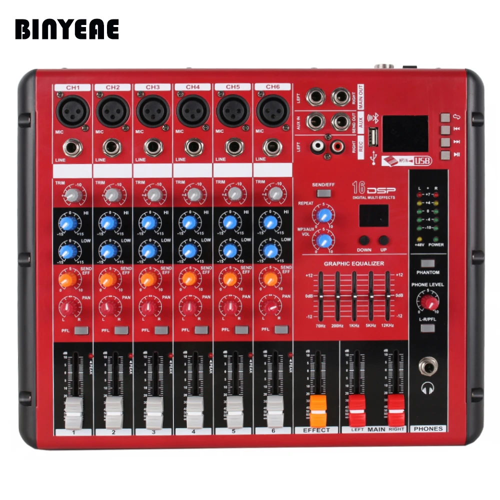 

6 Channel Mixing Console Mezcladora De DJ Karaoke SMR601