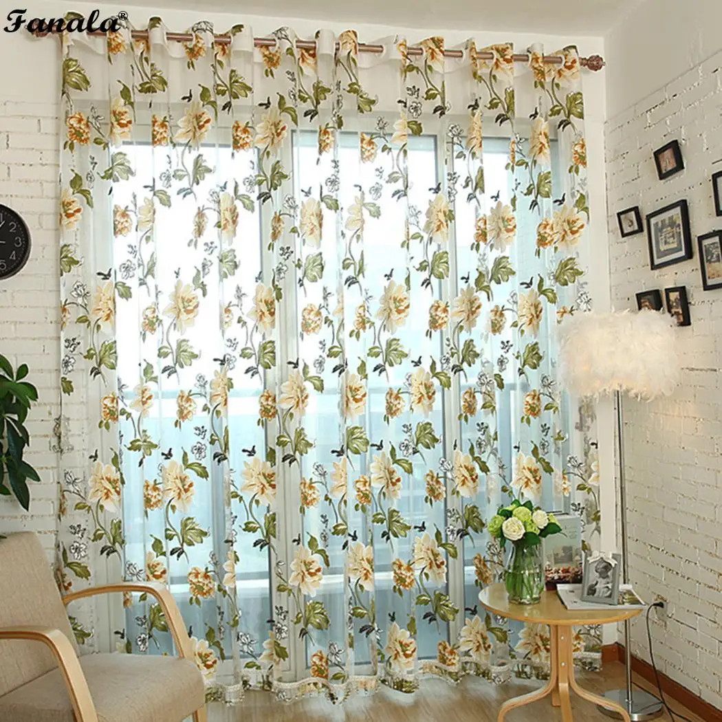 Peony Flower Window Living Room Bedroom Home Hospital Cafe etc Curtain Hanging On Rod | Дом и сад