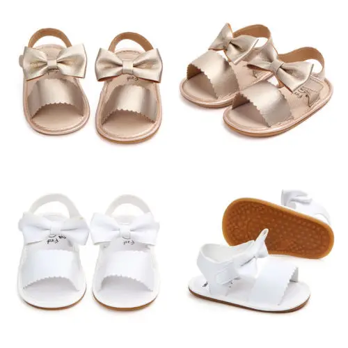 

2018 Brand New Cute Newborn Infant Baby Girls Bowknot Princess Shoes Toddler Summer Sandals PU Non-slip Rubber ShoesSize 0-18M