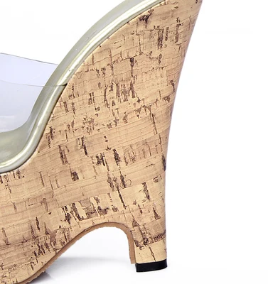 Клубная обувь босоножки на очень высоком каблуке 17 см из прозрачного ПВХ