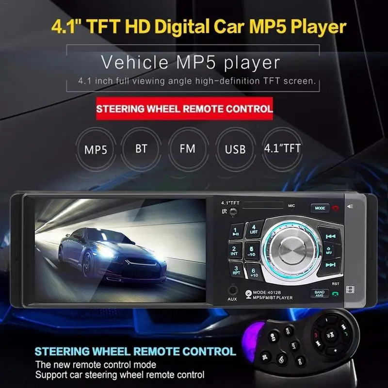 Автомобильный MP5 плеер 1 DIN 12 В 4 дюйма Bluetooth fm передатчик радио стерео головное