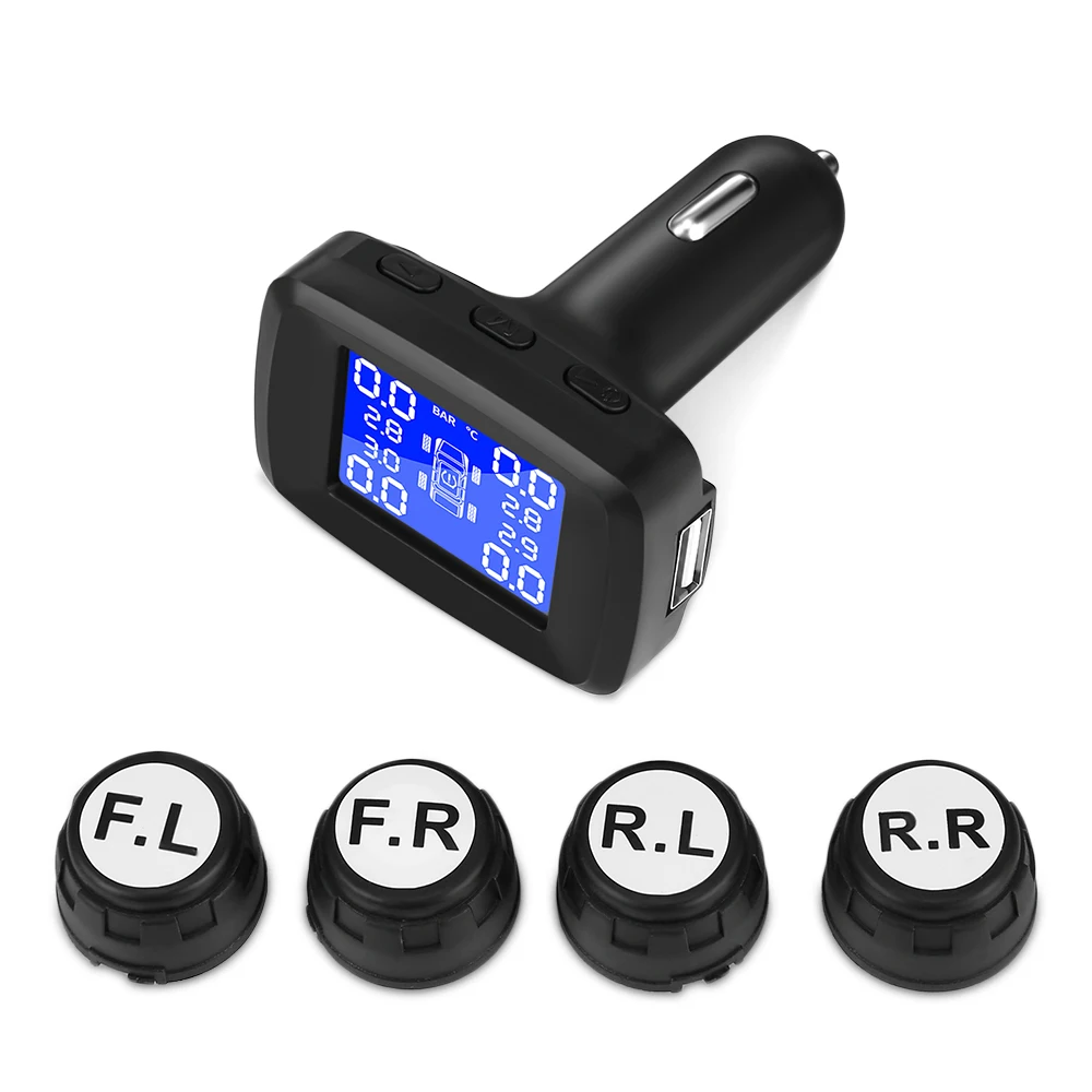 Умная Автомобильная TPMS система контроля давления в шинах прикуриватель 4 внешних