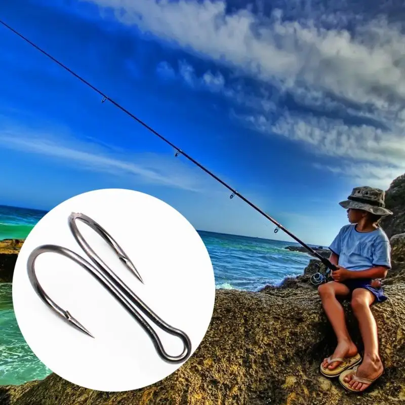50 шт./упак. Размеры 1 2 4 сталь двойной рыболовный крючок легкий рыбы приманки