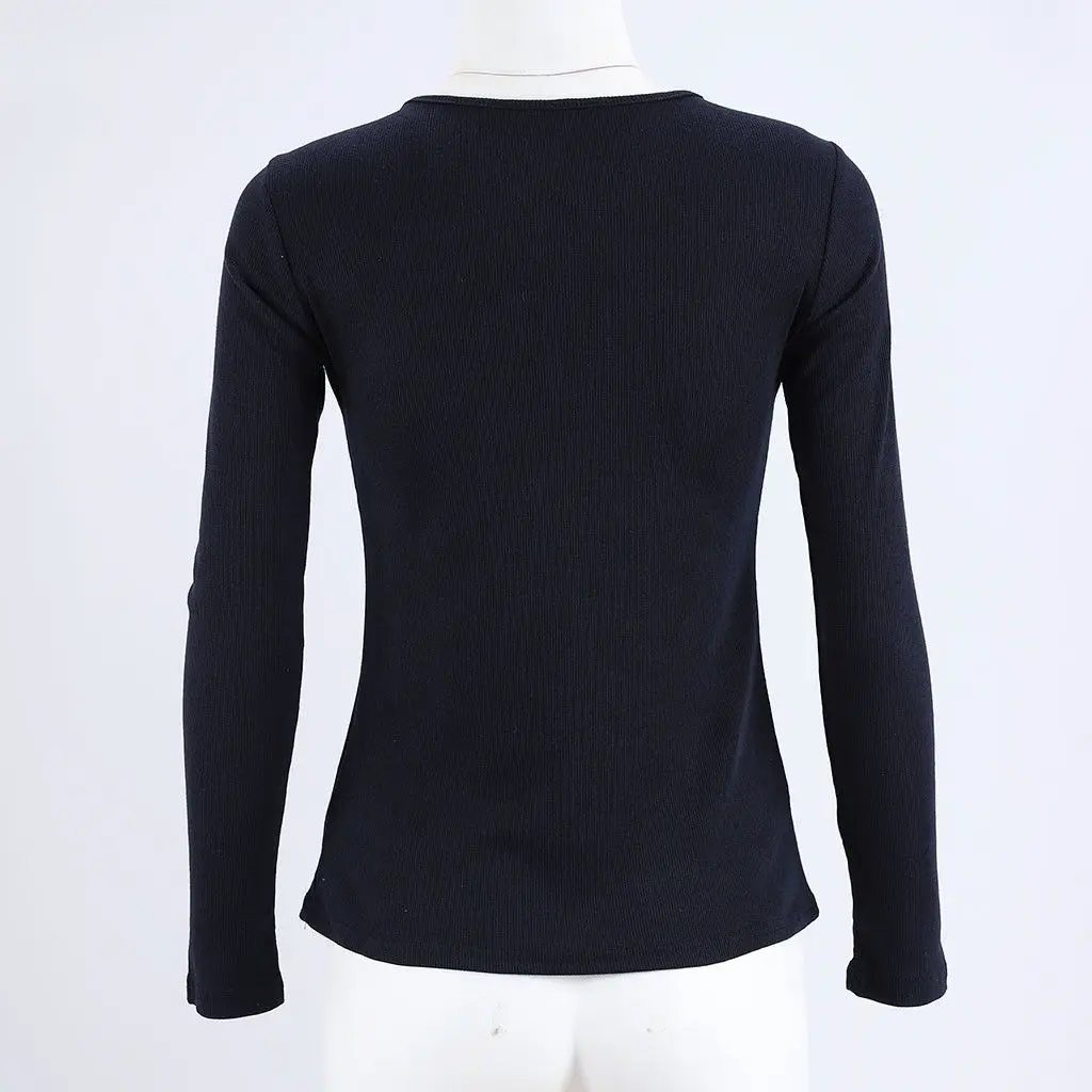 

Fashion Women Long Sleeve Shirts Lace Hollow Out Pearl Beading Patchwork Crew Neck Knit Casual Tunic Tops Blouse Pullover