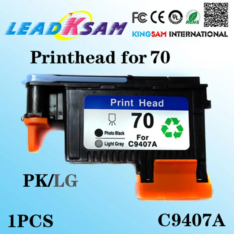 1 печатающая головка совместимая с hp70 Photo Black/светло серого цвета C9407A для 70 Designjet