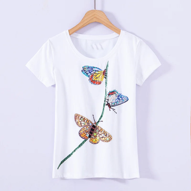 BabYoung женские летние топы, футболка с рисунком бабочки, хлопковая футболка с коротким рукавом, Harajuku, женские футболки, женские красные футболки