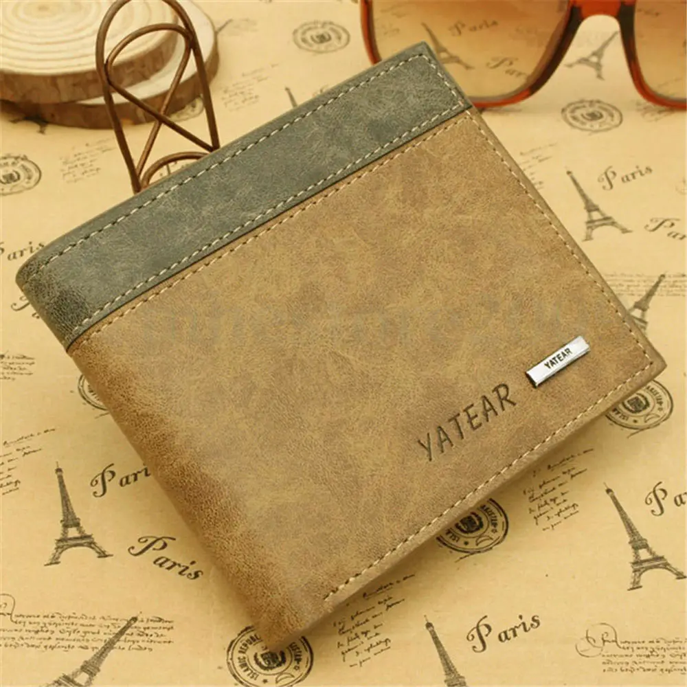 2018 New Style Hot Fashion Men's PU Leather Wallet Letter Pocket Patchwork Card Clutch Short Mini Wallets | Багаж и сумки