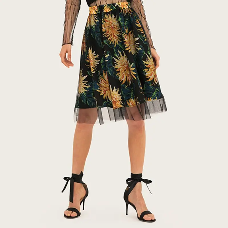 Летняя юбка с цветочным принтом для женщин 2019 Boho Chic белый повседневное модные