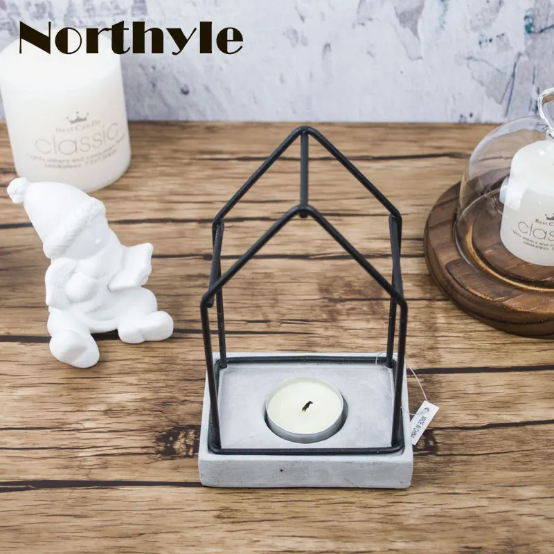 DH промышленных стиль подсвечник бетона подвал tealight домой украшения свадебный