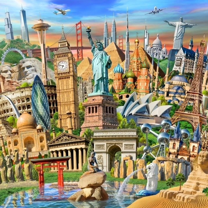 Коллекция World Landmarks (вариант 1) постер от Adrian Chesterman (38x13) | Дом и сад