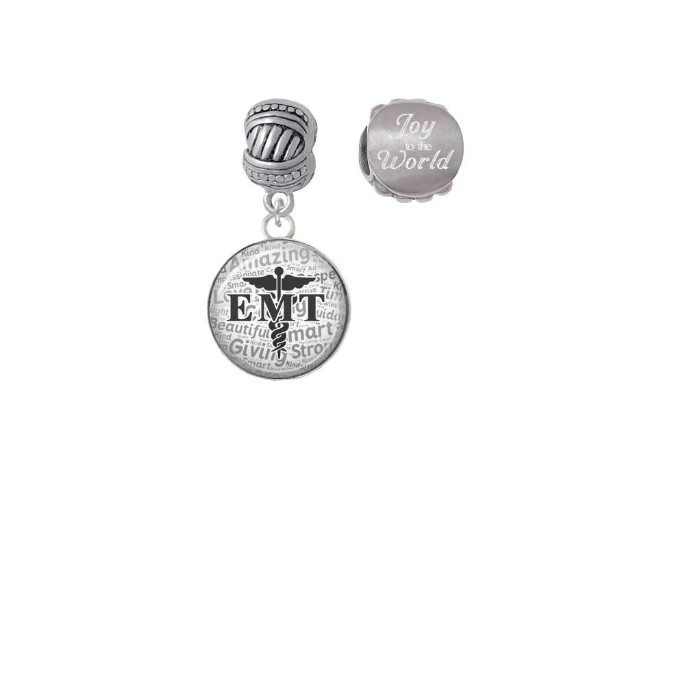 Серебряный куполообразный черный EMT Joy to the World Charm Beads (набор из 2) |