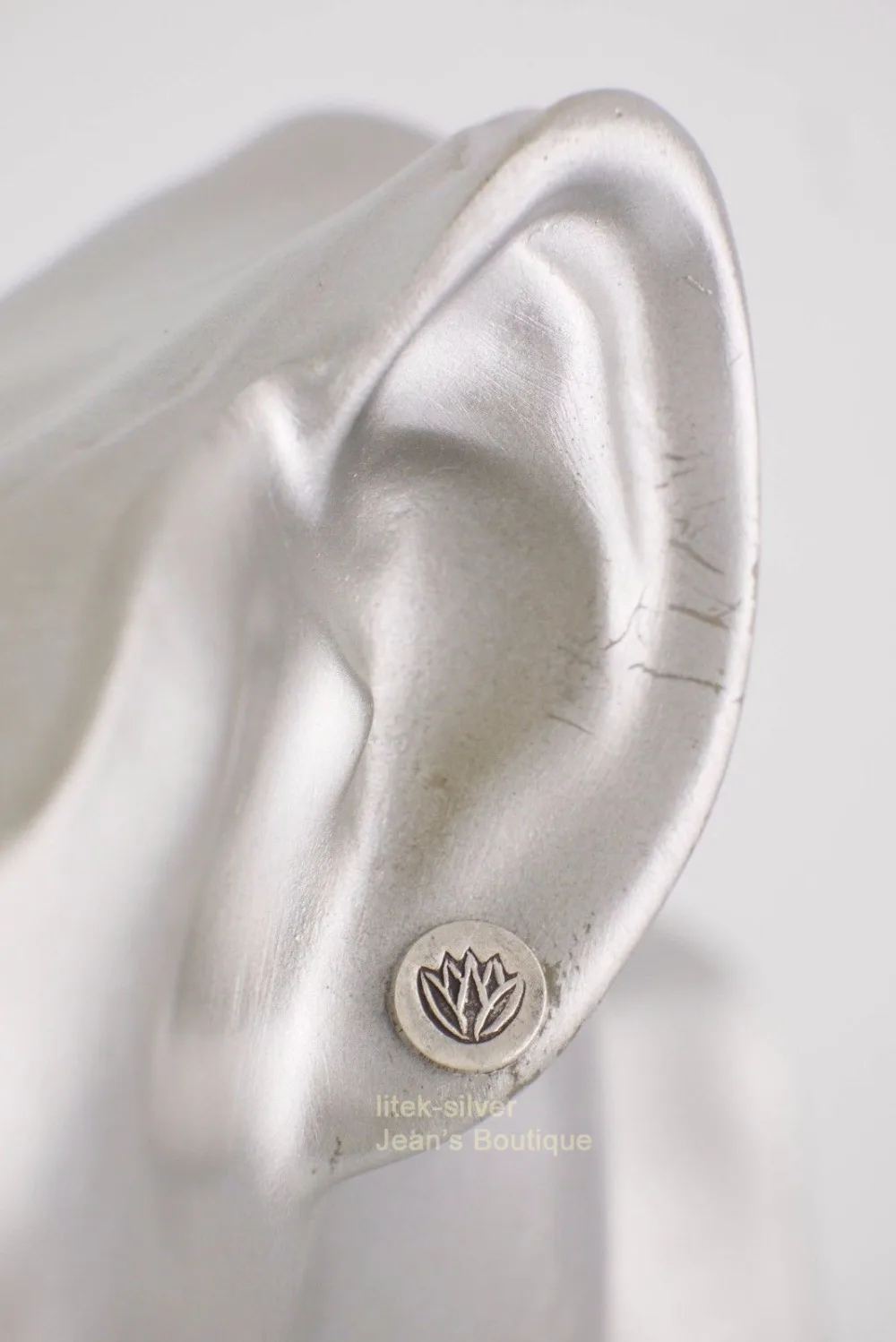 S92-5 Sterling SIL Fashion Jewelry Retro Elegant Lotus Pattern Round Post Stud Earrings A1374 | Украшения и аксессуары