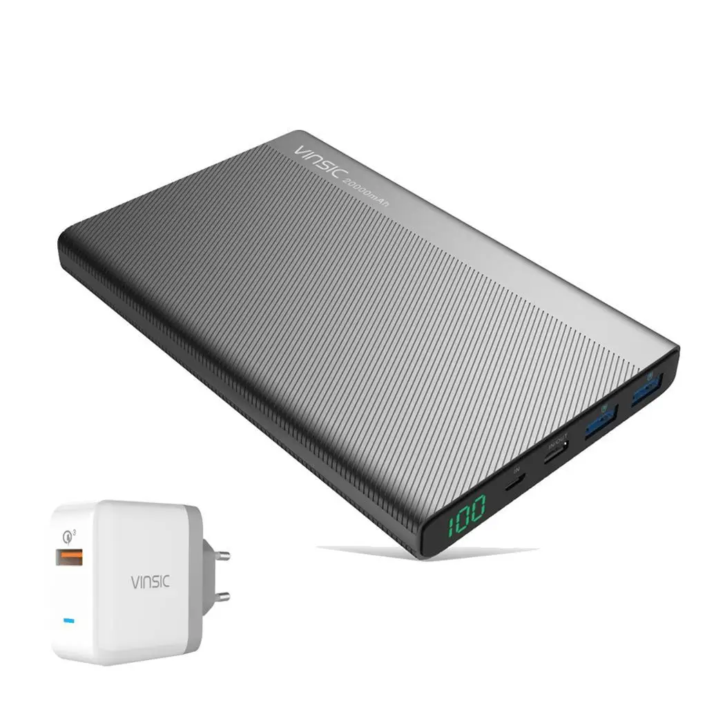 20000 mAh lcd power Bank type C двойной легкий вес компактный размер USB внешний общий