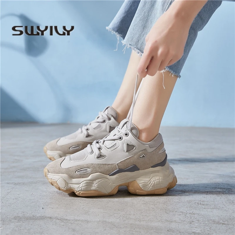 SWYIVY/женские кроссовки на платформе весна 2019 женская повседневная обувь из
