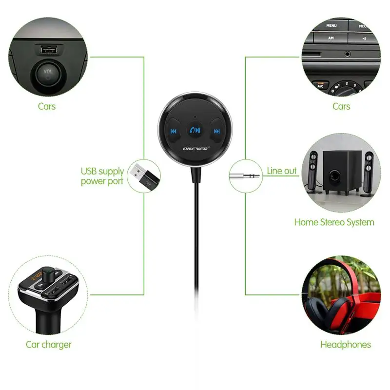 Onever беспроводной 3 5 мм Bluetooth приемник автомобильный комплект свободные руки AUX A2DP