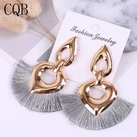 heart tassel earrings gray 2019women bohemian accessories handmade jewelry long earring korean fashion boho yellow statement new