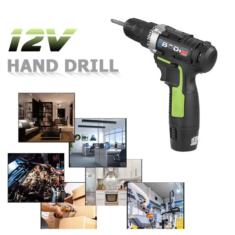 Alloet 12VElectric Single /Double Speed Screwdriver Cordless Lithium Drill Impact Household Multi-functional Power Driver | Инструменты