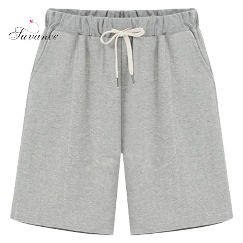 

Suvance Summer Casual Lace-up 3 Solid Color Patchwork Loose Elastic Big Size S-6xl Cotton Women Shorts