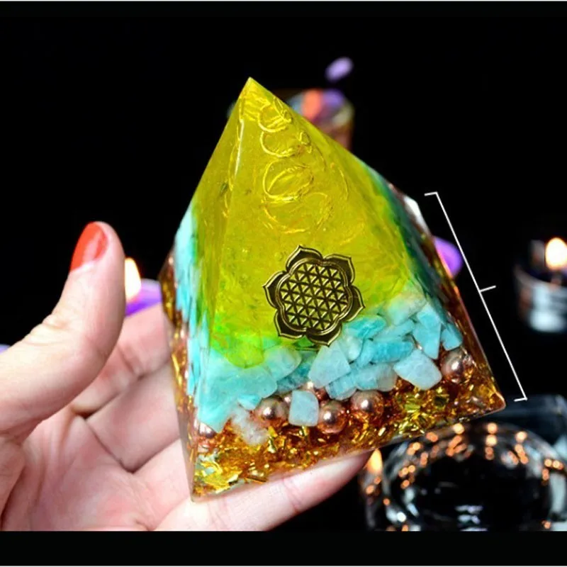 Orgonite Energy Aogan Rune Bring Lucky Pyramid Gathering Fortune Helping Chakra Resin Decorative Craft Jewelry Wicca