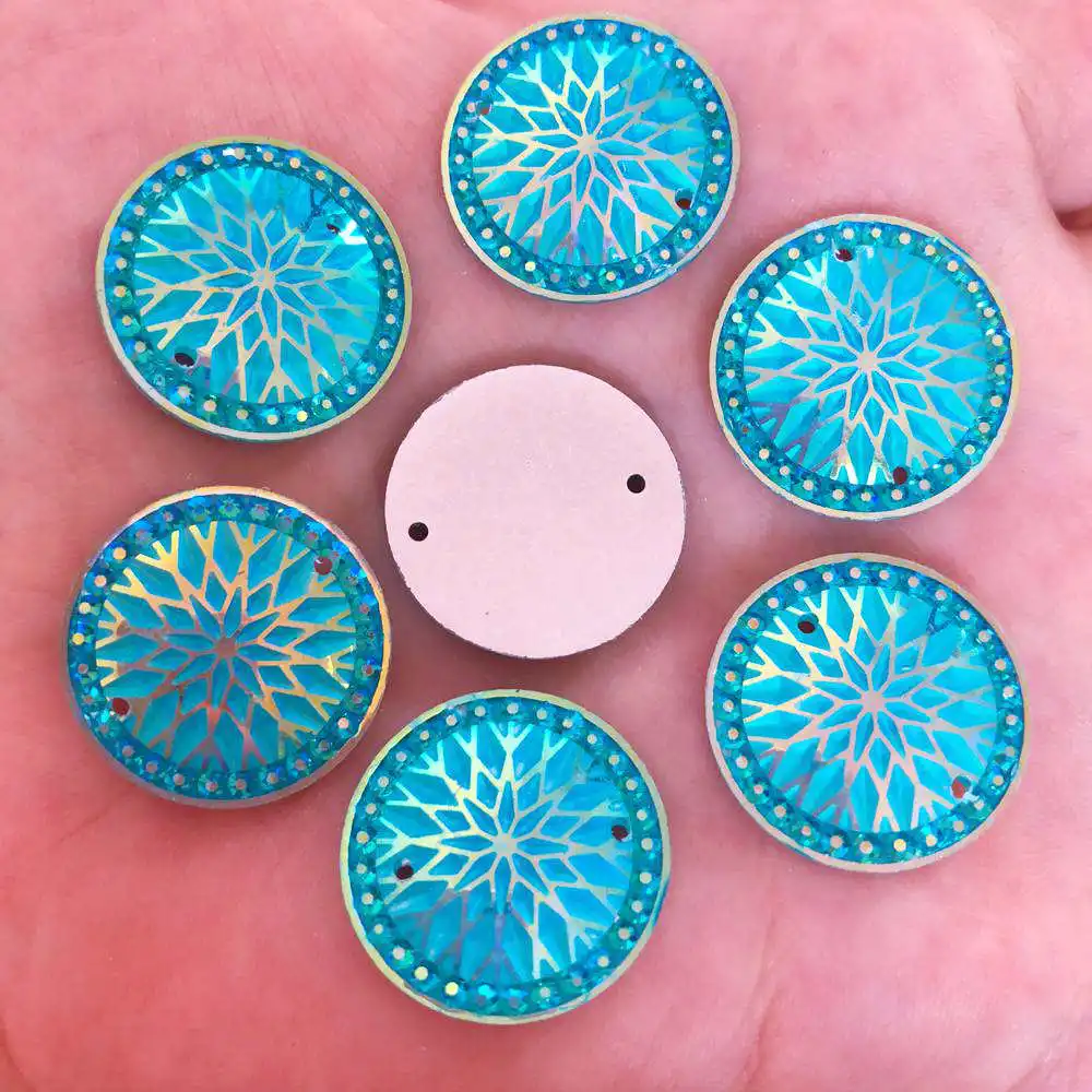 Hot DIY 10pcs AB Resin 20mm Round Flatback Snow Rhinestone Wedding 2 Hole Button Ornaments R617 | Дом и сад