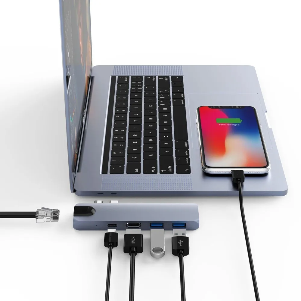 Адаптер Thunderbolt 3 для USB C-концентратора адаптер HDMI 4K RJ45 Gigabit Ethernet с 0 1000 Мбит/с порт