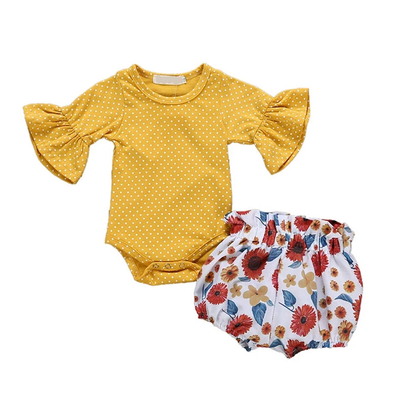 Одежда для маленьких девочек желтый комбинезон с рукавами крылышками и