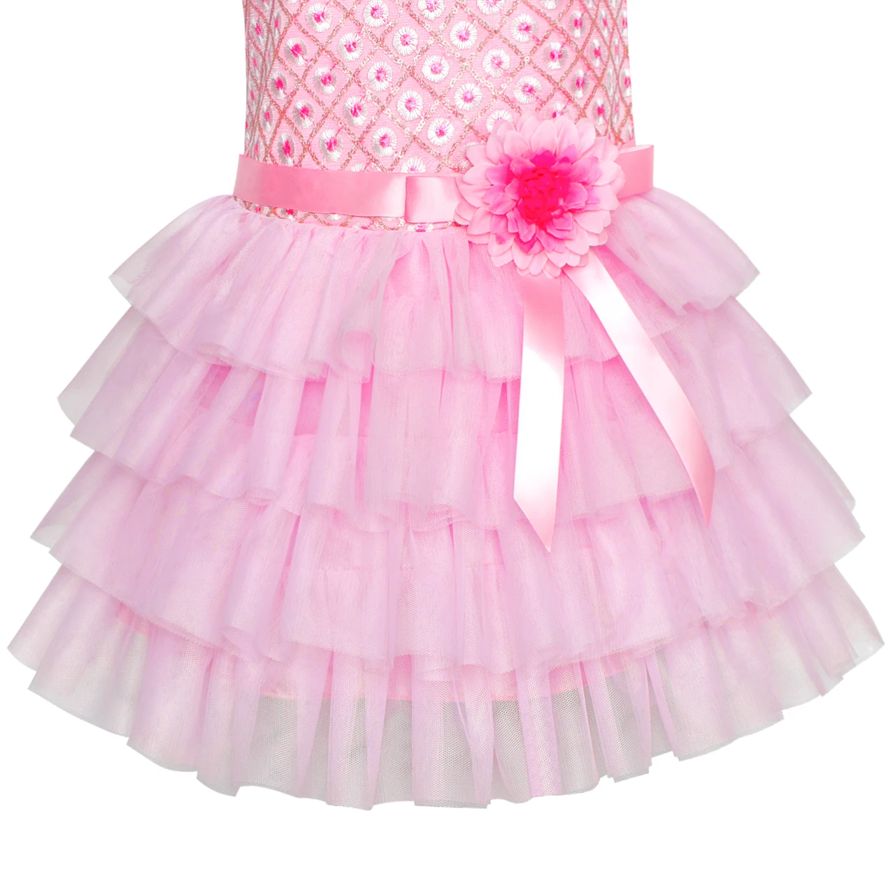 Girls Dress Ruffle Pink Flower Birthday Party 2020 Summer Princess Wedding Dresses Children Clothes Pageant Sundress Carnival | Детская