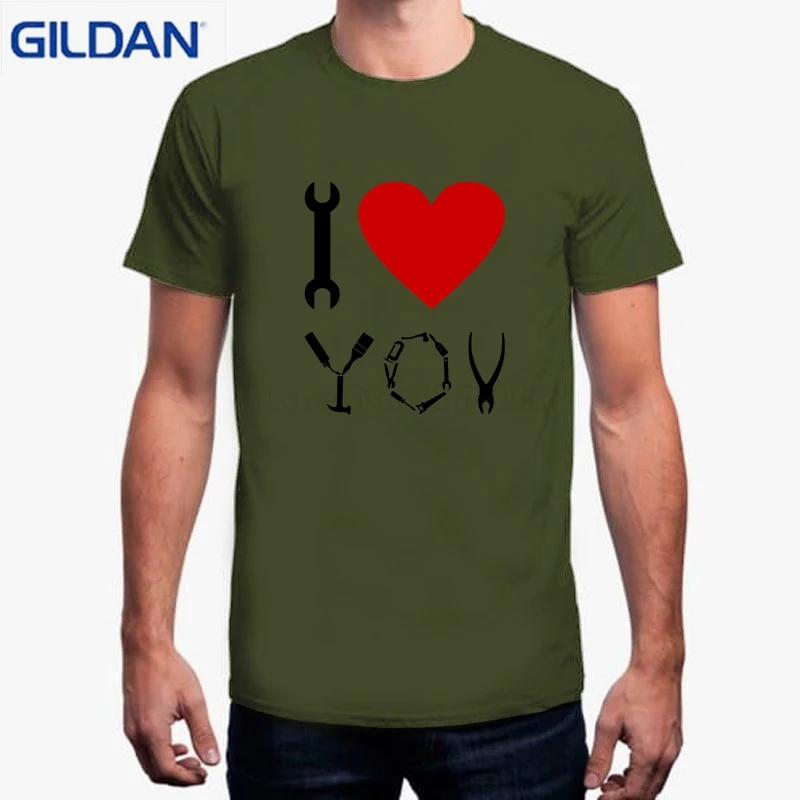 Забавная футболка с принтом для Для мужчин короткие Camisetas Bordadas я люблю Diy Футболка