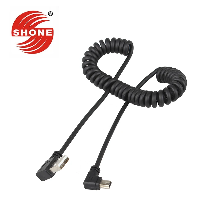 

90 degree elbow USB2.0 revolution 90 degree bend T-type public data line extension cable spring line can be stretched to 1.2m