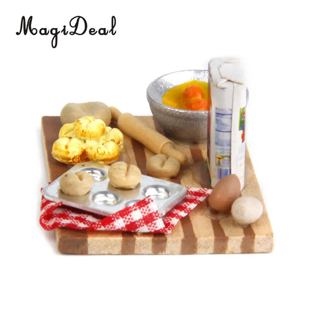 MagiDeal красочный 1 набор 1/12 кукольный домик миниатюрная Кухня Еда яйца молочный