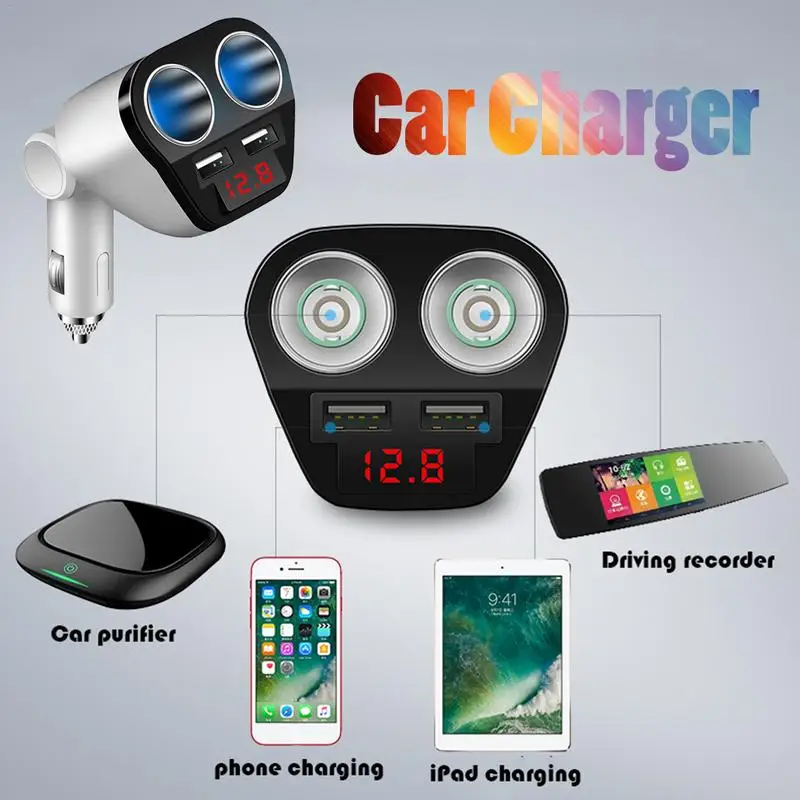 3.4A Auto Parts Car Charger Cigarette Lighter Two Dragged Double USB Multifunctional Mobile Phone One Point Socket 11.11 | Автомобили и