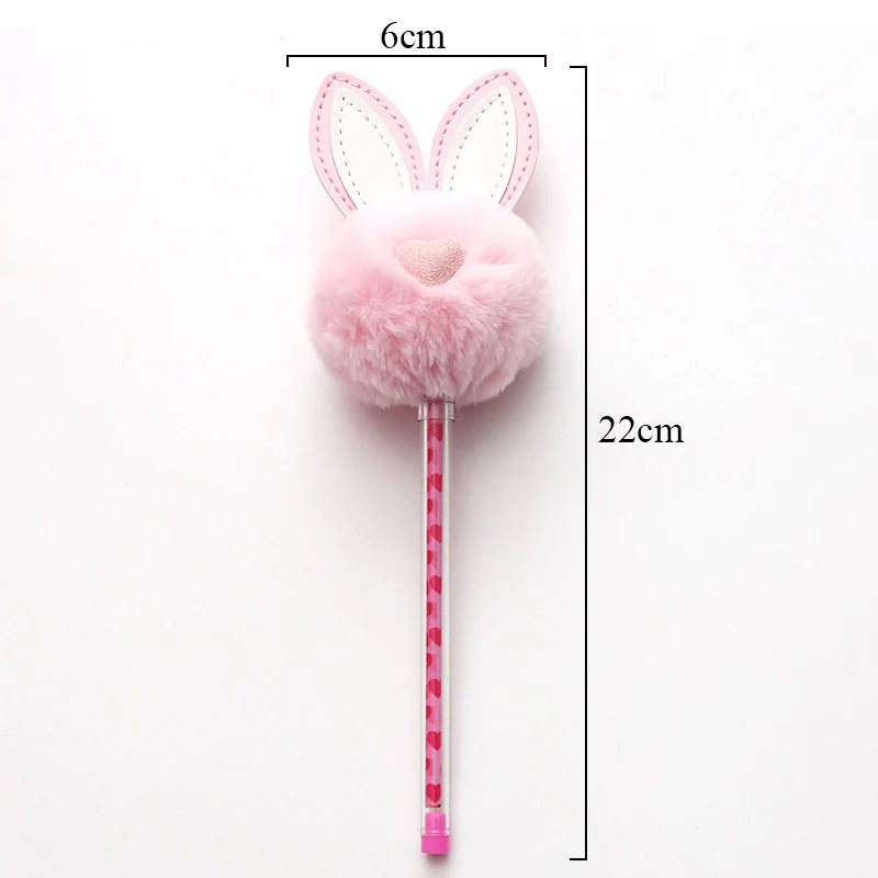 Cute Plush Rabbit Ears Gel Pen 0.5mm Lovely Black Ink Neutral Pens For Kids Girls Gift Writing School Supplies Korean Stationery |