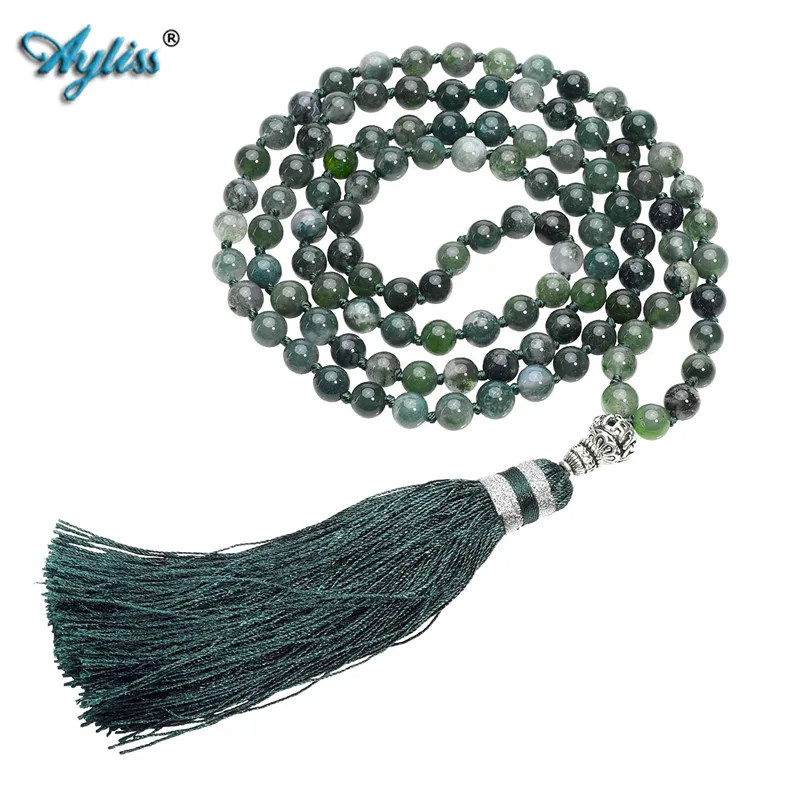 Ayliss 6 мм натуральный Родохрозит/мох Сердолик 108 буддийская молитвенная бусина