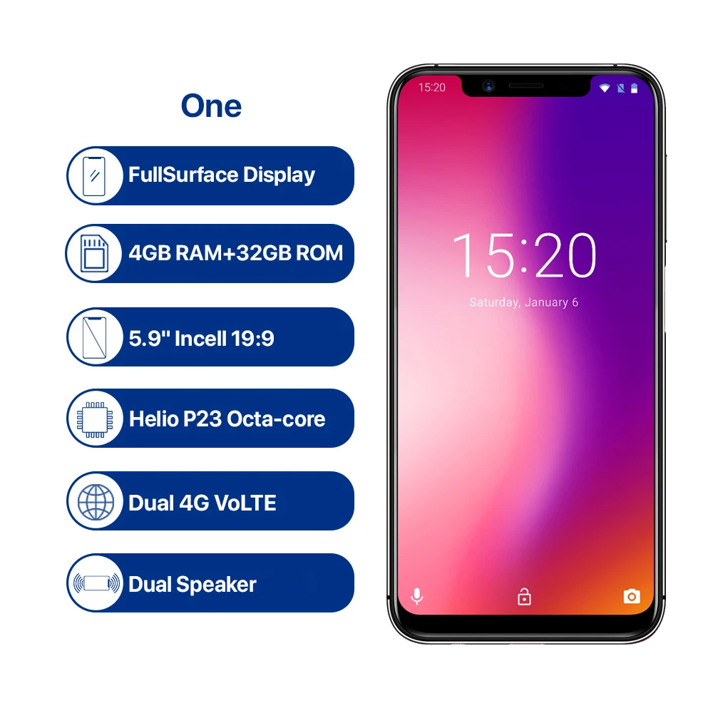 UMIDIGI ONE глобальная версия 5 9 &quotполноразмерный мобильный телефон Android 8 1 P23