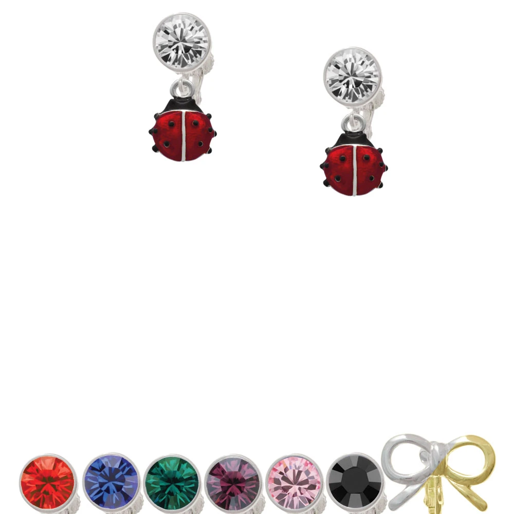 Mini Red Translucent Ladybug Crystal Clip On Earrings | Украшения и аксессуары