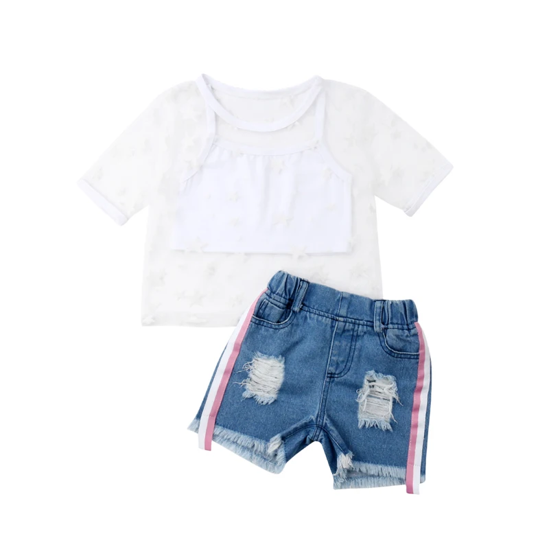 Pudcoco Дети детская одежда для малышки короткий рукав Тюлевая Жилетка Топы