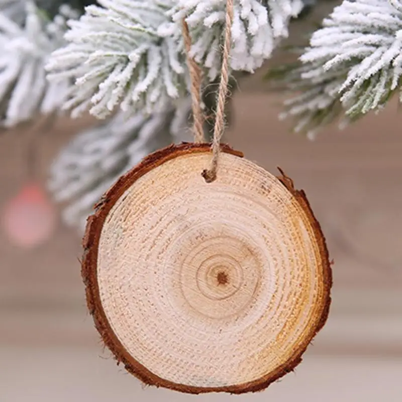 Фото 10 шт./компл. DIY деревянные ломтики Рождественская елка подвесные украшения диски