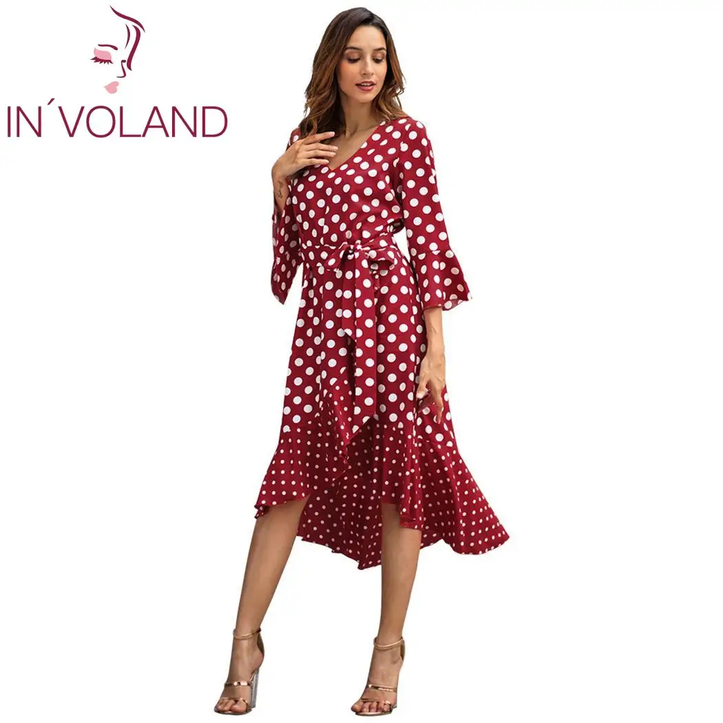 Новая мода женщин повседневный стиль расклешенный рукав теленок Длина