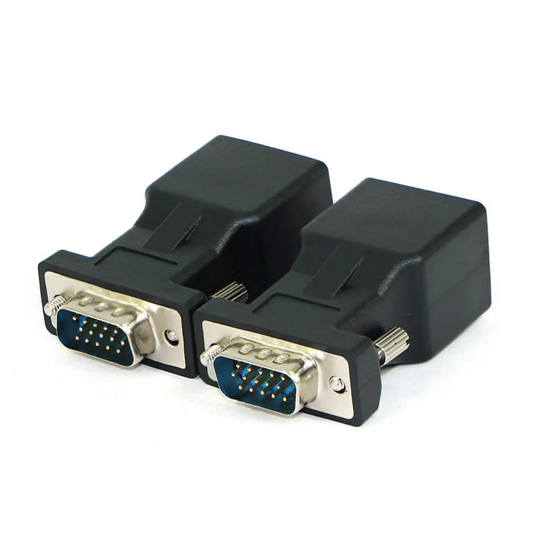 VGA Мультимедийные видео сигналы расширяются к RJ45 черный адаптер KTV сетевой
