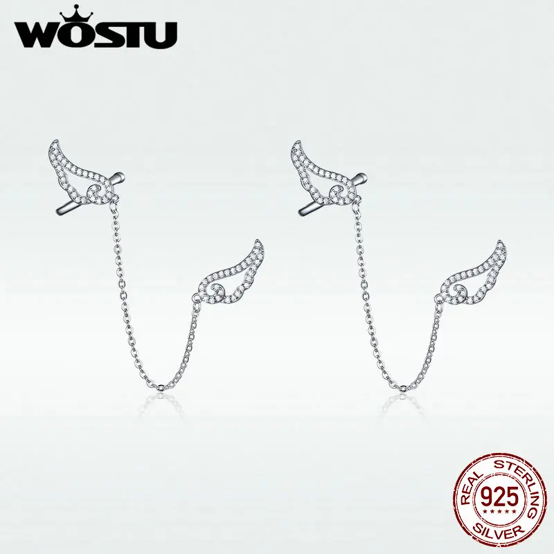 WOSTU оригинал 100% настоящее 925 пробы серебряные серьги гвоздики ювелирное изделие
