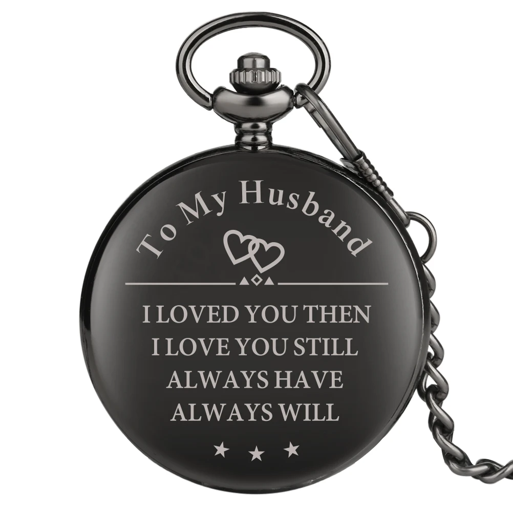 Men's Pocket Watches To My Husband Series Pendant Watch Link Chain for Black Special Gift | Наручные часы