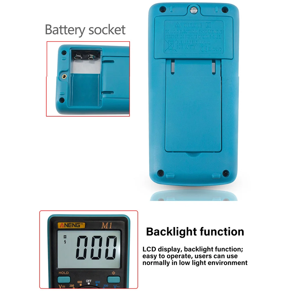 Портативный цифровой мультиметр с подсветкой AC/DC Амперметр Вольтметр Ом тестер